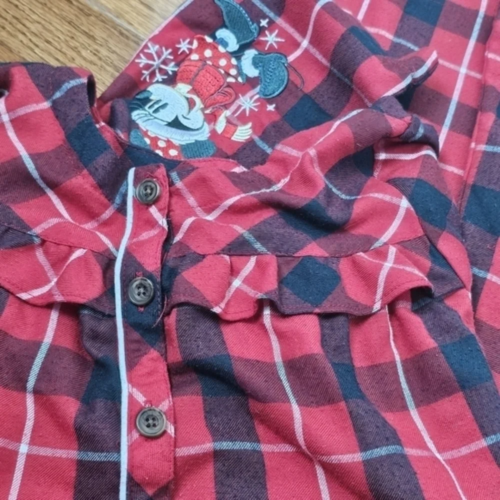 Disney Parks 9/10 Minnie Mouse Long Christmas Nightgown Pajamas‎ Ruffles Gown